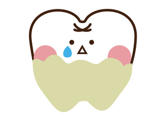 歯石に汚れているかわいい歯のマスコットキャラクター