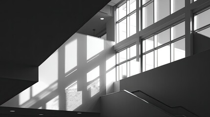 Modern architecture, sunlight shadows