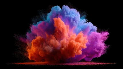A vibrant explosion of colorful powder