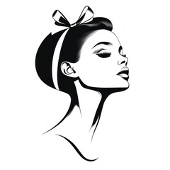 Elegant woman profile, graceful bow