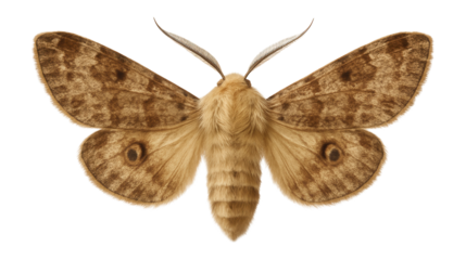 Salt marsh moth with mottled brown wings and subtle eye spots