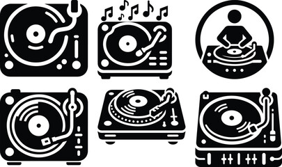 DJ Turntable bundle silhouette icon vector art