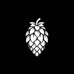 Simple white hop cone graphic on black background