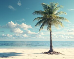 Palm Tree Beach Seascape.