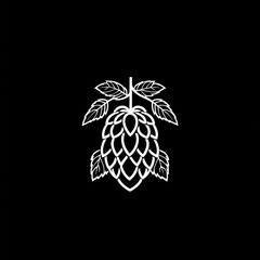 Simple, stylized illustration of a hop cone with leaves
