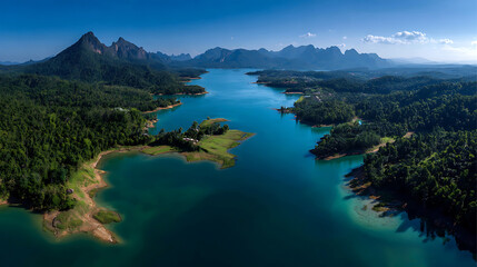 Lake Ratchaprapha and Turquoise Mountains 