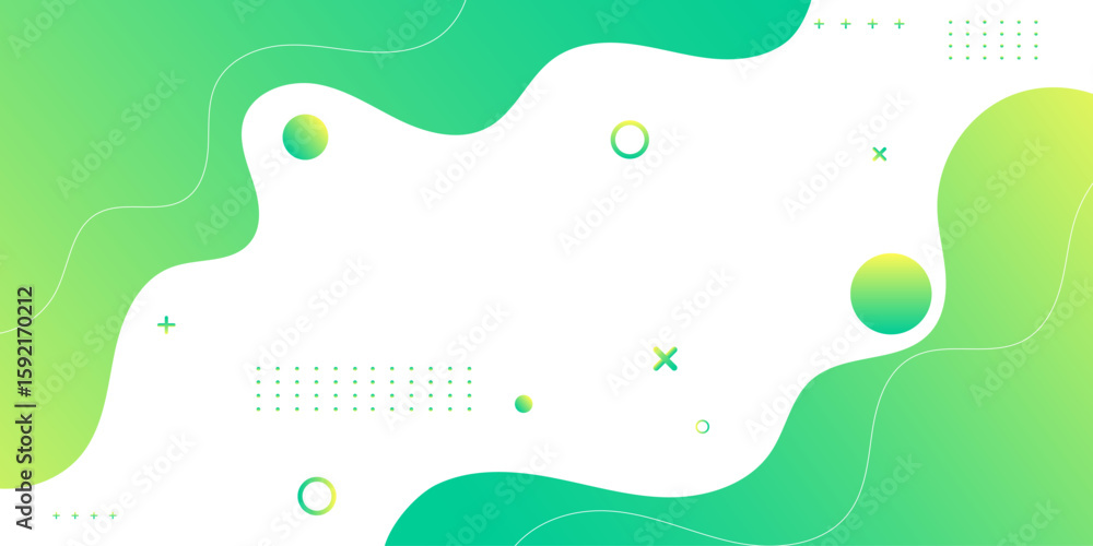 Poster green and white abstract background with minimal elements