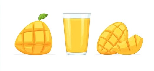 Cartoon Mangoes and Juice