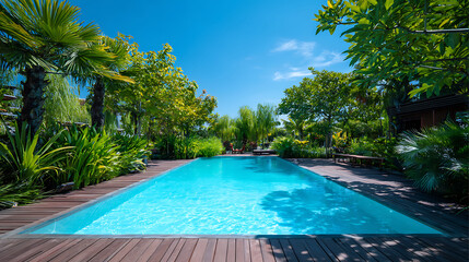 Fototapeta premium Swimming Pool with Tropical Surroundings 