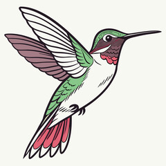 artwork of a hummingbird mid flight
