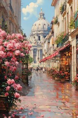 Parisian Alleyway with Roses.