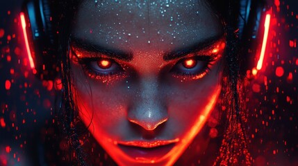 Fierce cyberpunk woman