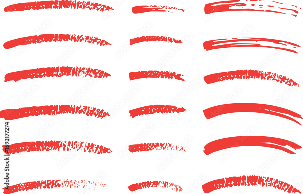 Fototapete brush texture red stroke underline highlight. marker red pen highlight stroke. vector hand drawn bru