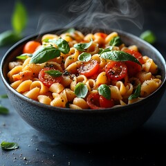 Pasta with Cherry Tomatoes and Basil.