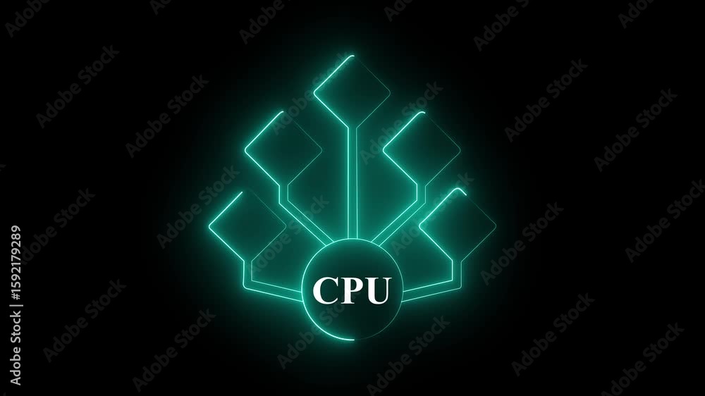 Poster cpu text animation on neon sign.