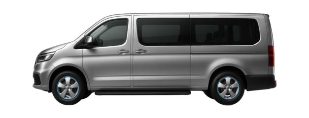 Passenger van with foldable rear seats and side step for easier entry