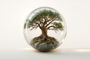 Bonsai terrarium glass dome miniature tree zen garden Japanese culture meditation nature art home decor indoor plant gardening

