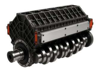 V20 diesel engine with reinforced block and massive crankshaft assembly
