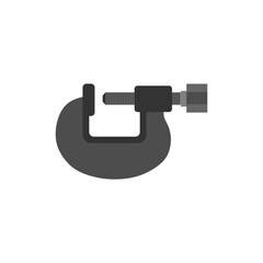 clamp flat design vector illustration isolated on white background. metal c clamp tool used for holding objects workhouse equipment.