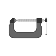 clamp flat design vector illustration isolated on white background. metal c clamp tool used for holding objects workhouse equipment.