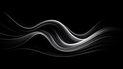 Abstract black and white wave background design modern elegant flowing lines graphic art