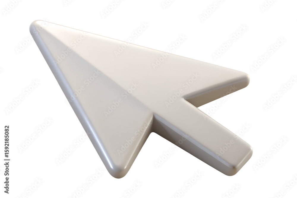 Fototapete 3d Rendered White Computer Mouse Cursor Arrow Icon Minimalist Flat Style On PNG Transparency Background, Ideal For UI, Digital Design And Web Graphics
