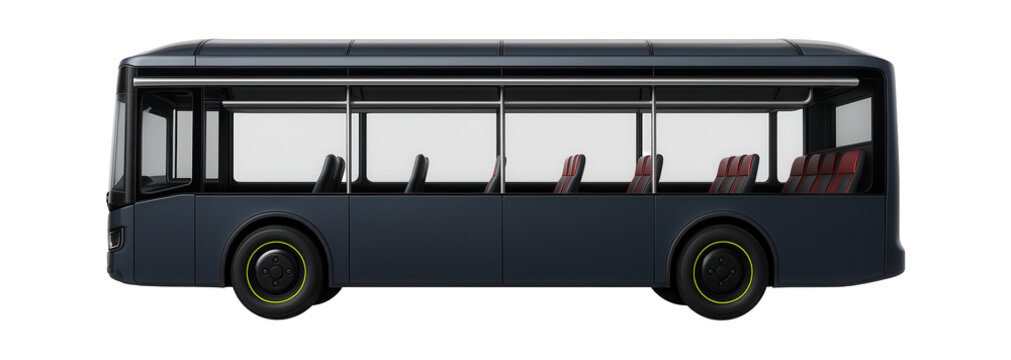 Electric bus with modular seating layout and overhead luggage racks