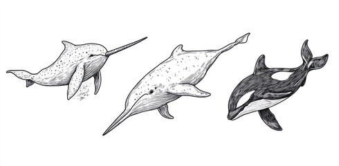 Obraz premium Oceanic Mammal Drawings