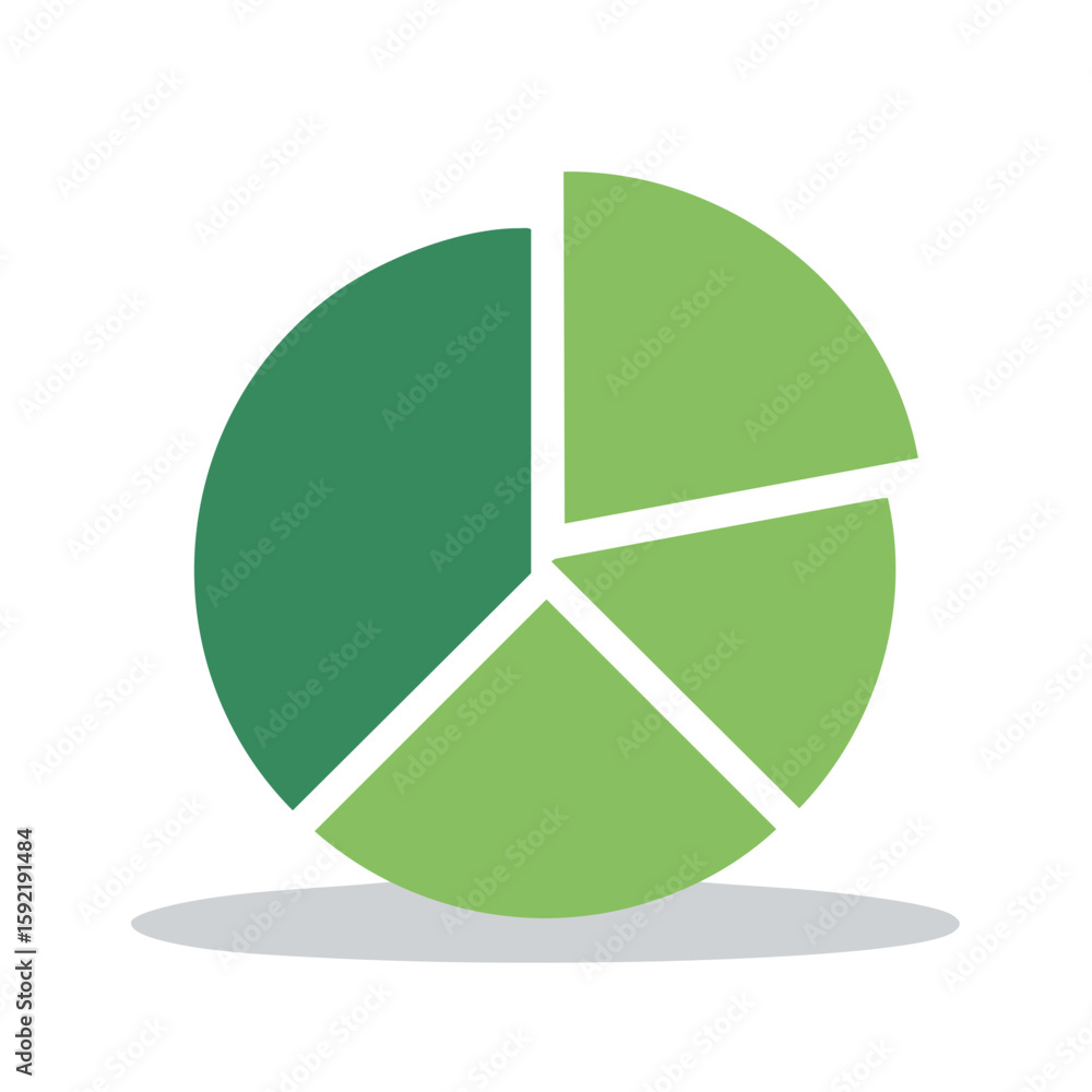 Aufkleber green toned pie chart showing data segments and statistical analysis