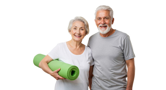 Senior Couple with Yoga Mat: Embracing Wellness, Fitness, and Togetherness