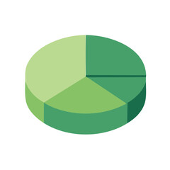 Obraz premium Isometric Pie Chart Showing Data Analytics and Three Green Color Segments