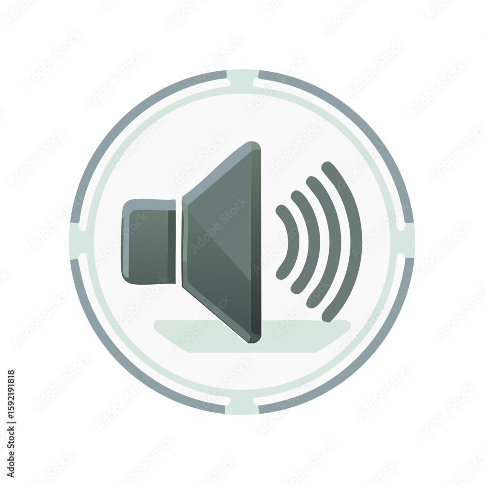 Poster audio speaker with sound wave graphic in a circle shape for volume control