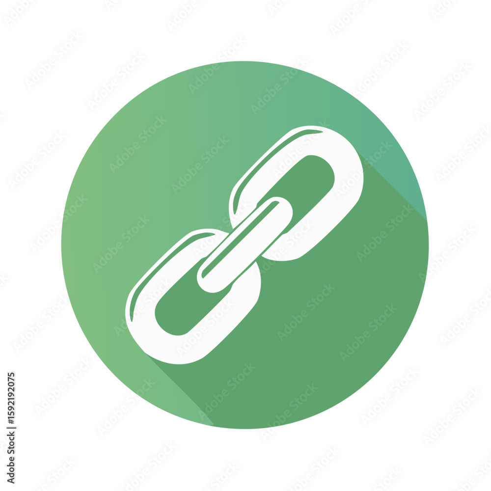 Poster interlocked white chain links on green circle background with shadow effect