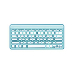 Blue Modern Computer Keyboard Cartoon Vector Illustration on White