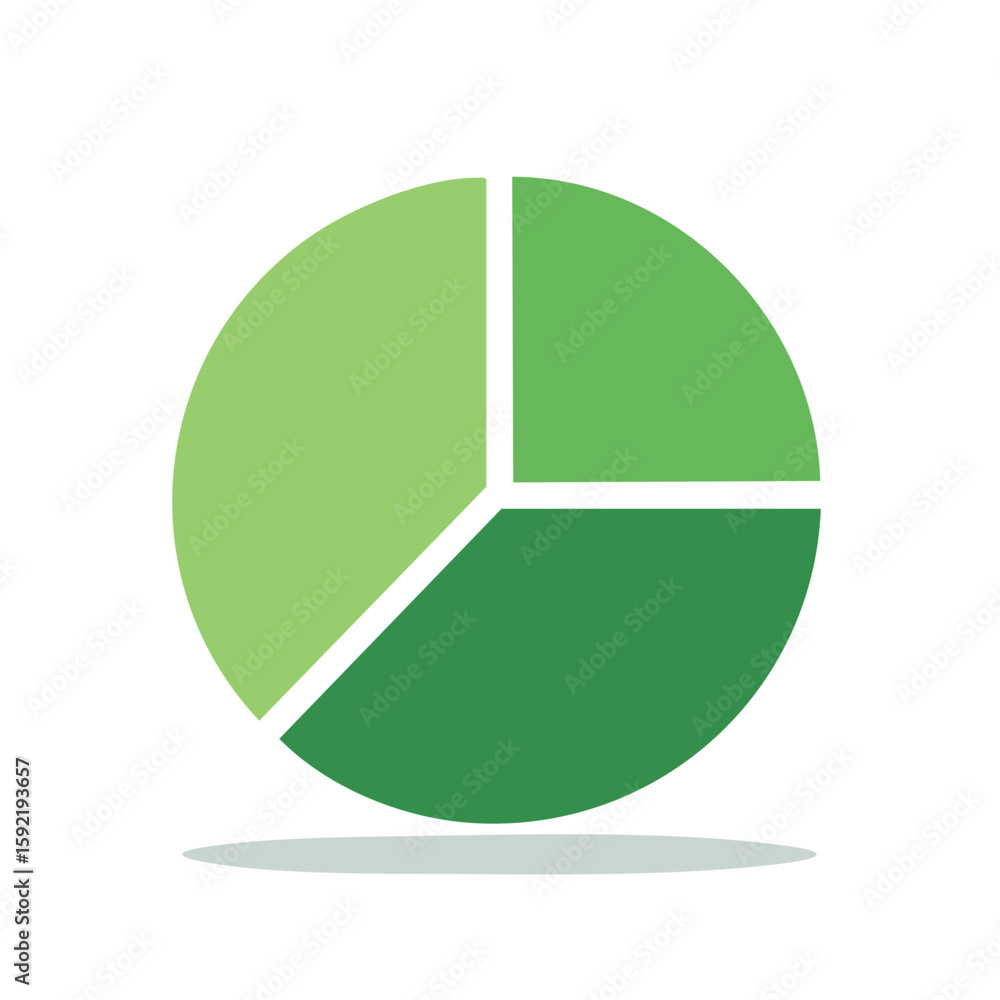 Poster minimalist pie chart showing three sectors representing data percentages and financial analysis
