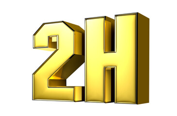 2H gold 3D illustration.