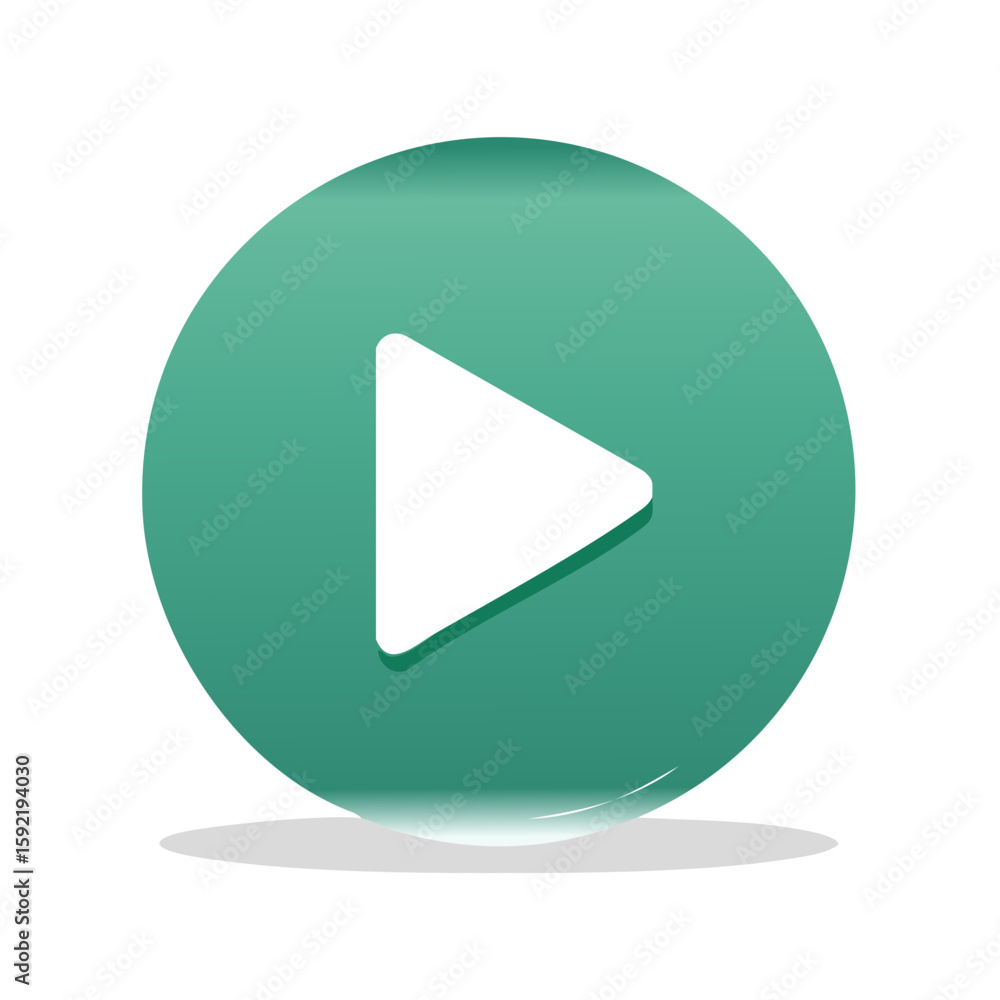 Poster play button icon in a circle with a flat design and smooth gradient and playback symbol