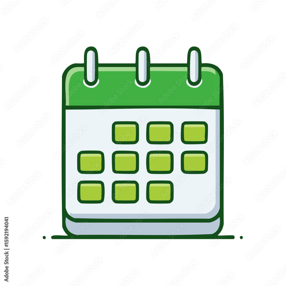 Poster green calendar illustration showing dates for scheduling events and important reminders