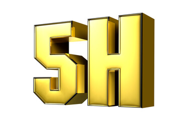 5H gold 3D illustration.