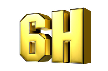 6H gold 3D illustration.