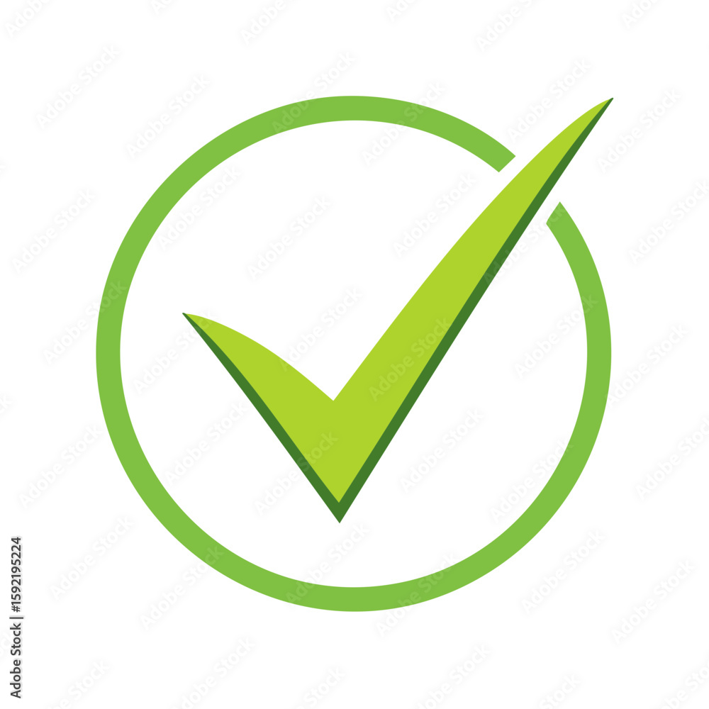 Poster green check mark verification inside circle positive confirmation graphic element