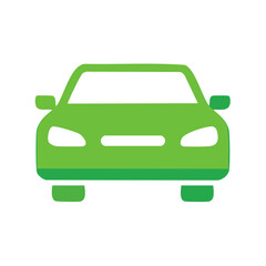 Front view of a contemporary green car, depicted in a stylized flat illustration on clean white backdrop.