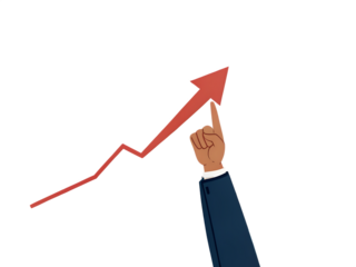  hand growth arrow symbol business up background white