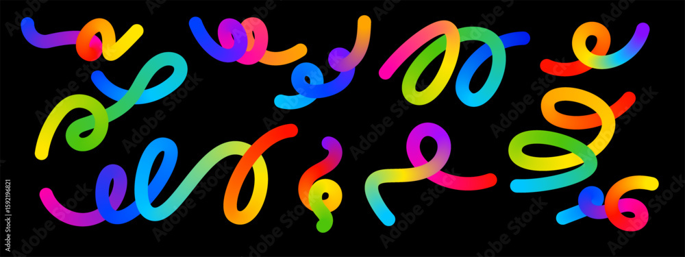 Poster fluid wave elements of colorful squiggly designs.vector graphic pattern with wavy lines in bright co