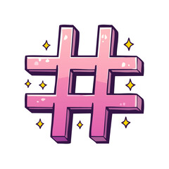 Fototapeta premium Stylized Pink Hashtag Symbol with Sparkling Accents for Social Media Marketing
