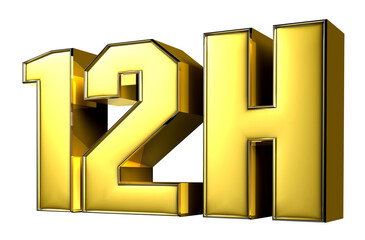 12H gold 3D illustration.