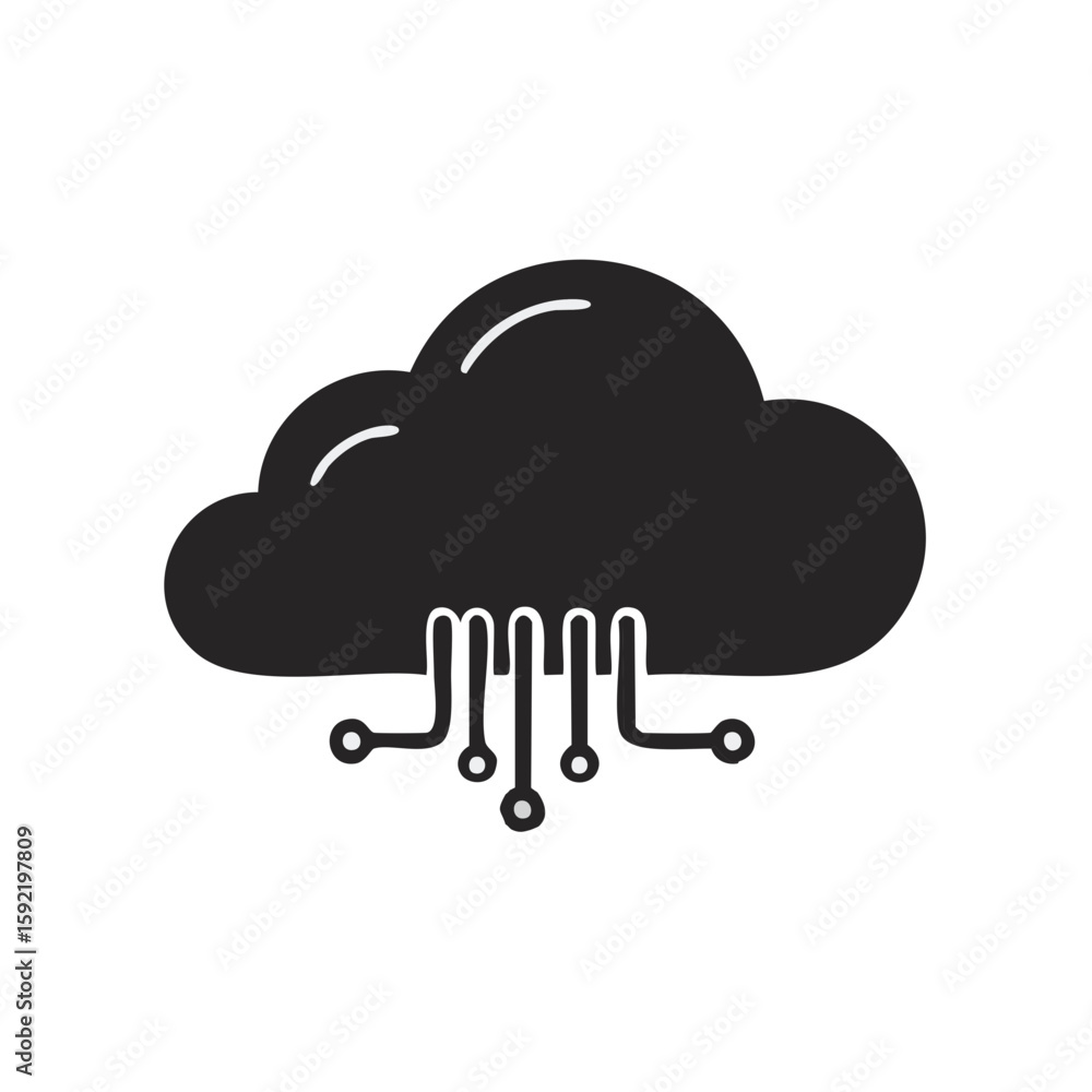 Poster cloud computing connection with integrated circuit design in black