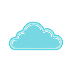 Cartoon turquoise cloud with trim on plain background, cloudscape element, weather icon
