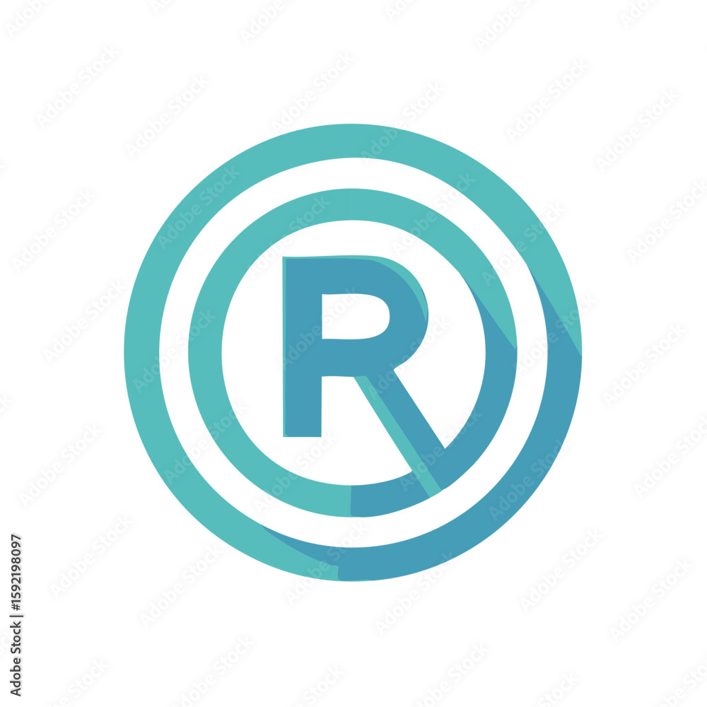 Fototapete letter r symbol icon with circular frames in teal for branding and design