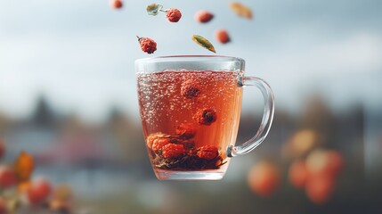 A glass cup of red tea